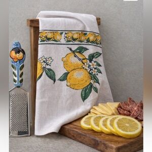 🆕 NWT 🇮🇹 Italian Lemon Print Kitchen Towel & Ceramic Grater Set